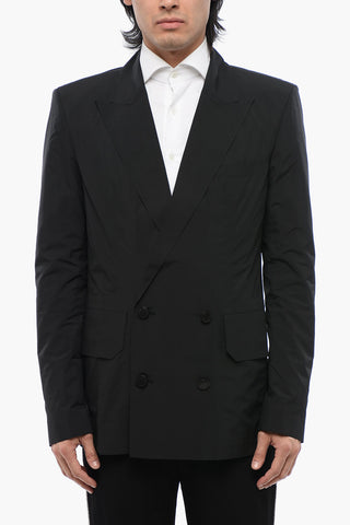 MAINLAB Blazer Doppiopetto in Nylon con Tache a Toppa