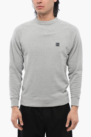 Brushed Cotton Crewneck Sweatshirt With Logo