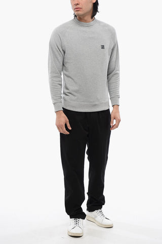 Brushed Cotton Crewneck Sweatshirt With Logo