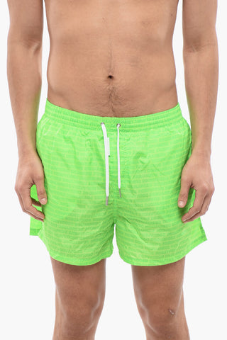 Solid Color Swim Shorts with All-Over Logo