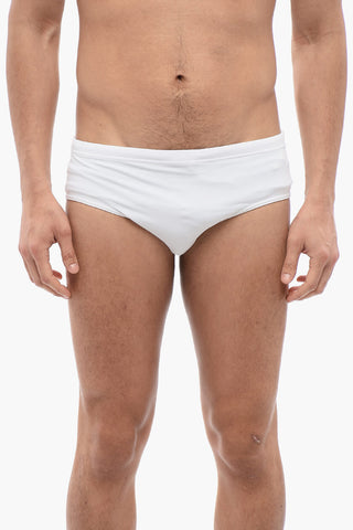 ICON Solid Color Swim Briefs with Contrasting Logo