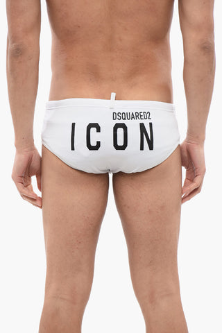 ICON Solid Color Swim Briefs with Contrasting Logo