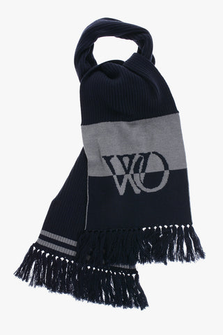 Two-Tone Virgin-Wool Scarf With Fringes