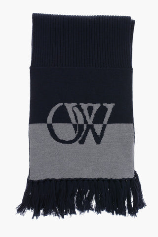 Two-Tone Virgin-Wool Scarf With Fringes