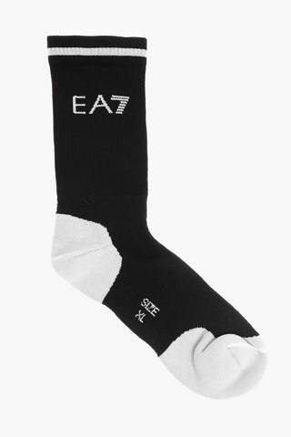 EA7 EMPORIO Cotton Blend Tennis Pro Socks with Contrasting Details