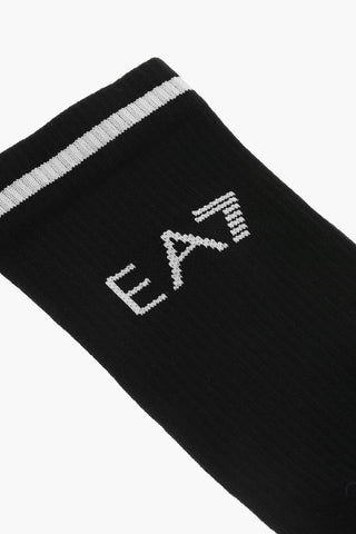 EA7 EMPORIO Cotton Blend Tennis Pro Socks with Contrasting Details