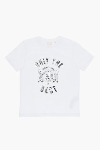 Solid Color Crew-neck T-Shirt with Frontal Print