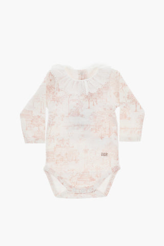 Set of 2 Long-Sleeved Bodysuits with Toile de Jouy Motif