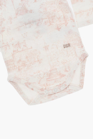 Set of 2 Long-Sleeved Bodysuits with Toile de Jouy Motif