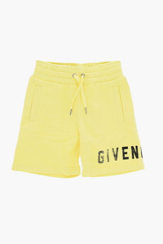 Brushed Cotton Shorts with Printed Logo