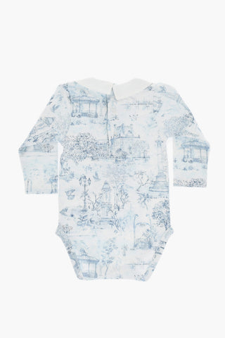 Set of 2 Long-Sleeved Bodysuits with Toile de Jouy Motif