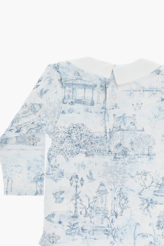 Set of 2 Long-Sleeved Bodysuits with Toile de Jouy Motif