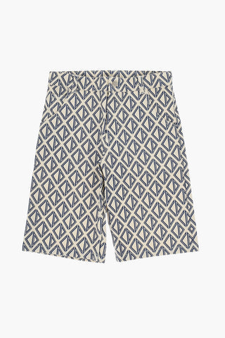 Stretch Cotton Shorts with All-Over Monogram Print