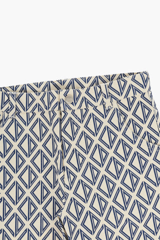 Stretch Cotton Shorts with All-Over Monogram Print