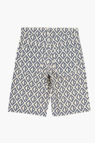 Stretch Cotton Shorts with All-Over Monogram Print