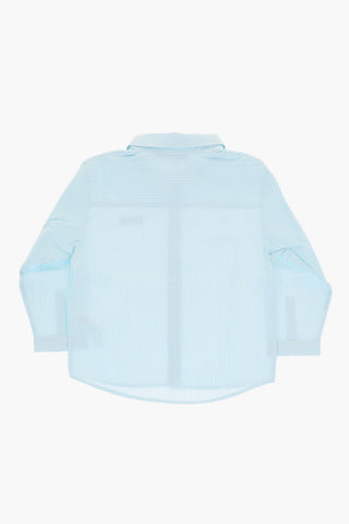 Camicia a Righe in Popeline di Cotone con Logo Ricamato