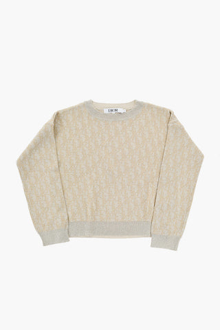 Lurex Crew-neck Sweater with All-Over Logo