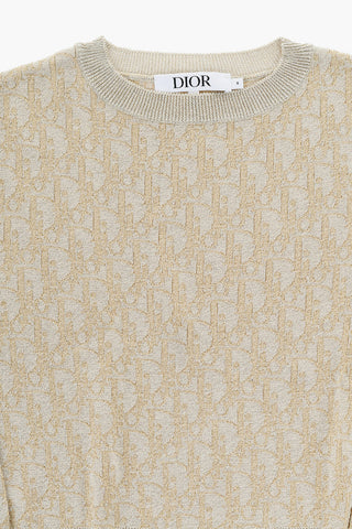Lurex Crew-neck Sweater with All-Over Logo