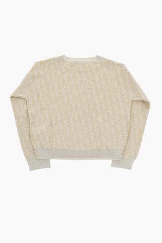 Lurex Crew-neck Sweater with All-Over Logo