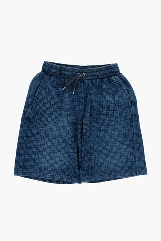 Shorts in Cotone Garzato con Logo All-Over