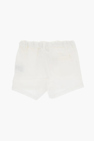 Shorts in Lino a Tinta Unita con Passanti