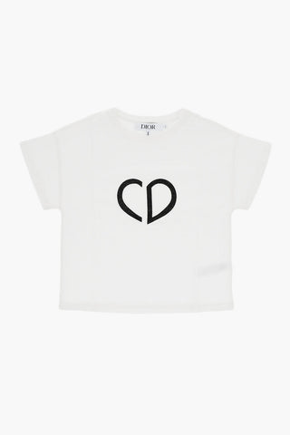 Crew-neck T-Shirt with Monogram Embellished with Rhinestones