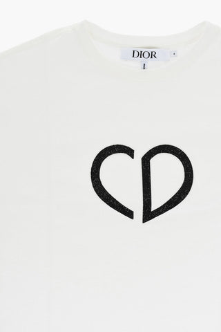 Crew-neck T-Shirt with Monogram Embellished with Rhinestones