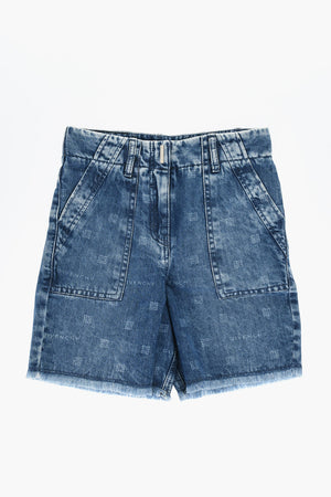 Stonewashed Denim-Shorts mit ausgefranstem Saum