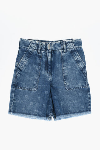 Stonewashed Denim-Shorts mit ausgefranstem Saum