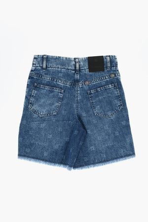 Stonewashed Denim-Shorts mit ausgefranstem Saum