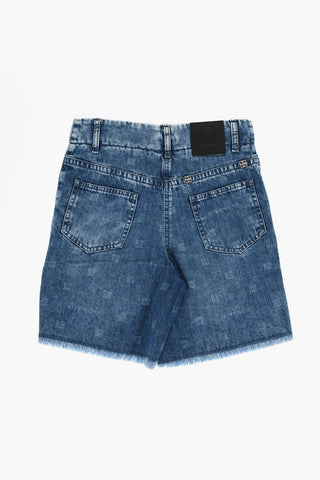 Stonewashed Denim-Shorts mit ausgefranstem Saum