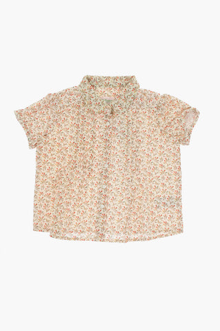 Camicia FIAMMETTA a Fantasia Floreale con Pieghe sul Petto