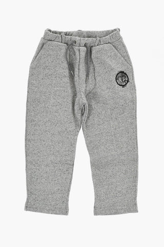 Melange Fleeced Cotton Pants with Belt Loops