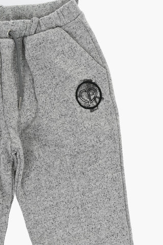 Melange Fleeced Cotton Pants with Belt Loops