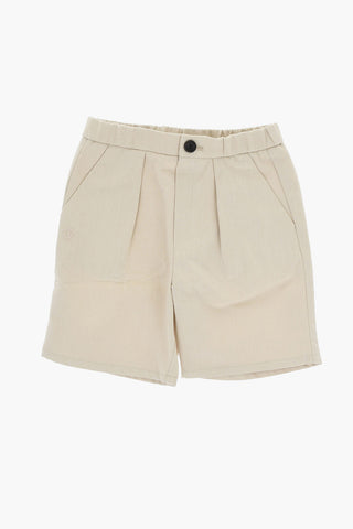 Single-Pleated Cotton Twill Shorts