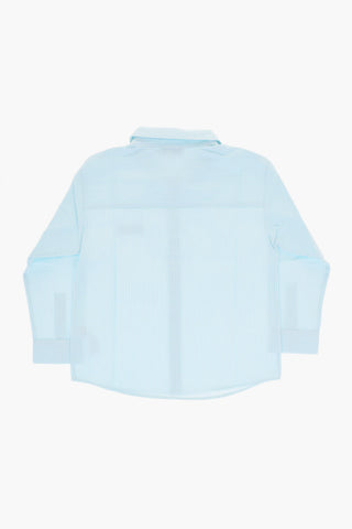 Camicia a Righe in Popeline di Cotone con Logo Ricamato