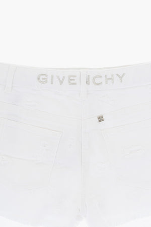 Shorts aus Stretch-Denim im Vintage-Look mit besticktem Logo