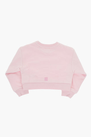 Felpa Girocollo Crop in Cotone Garzato
