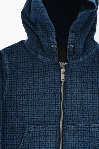Felpa in Cotone Garzato con Logo All-Over