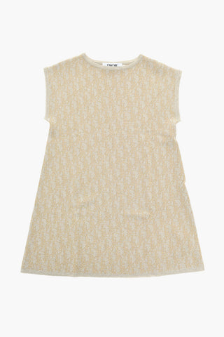 Lurex Crew-neck Dress with All-Over Logo