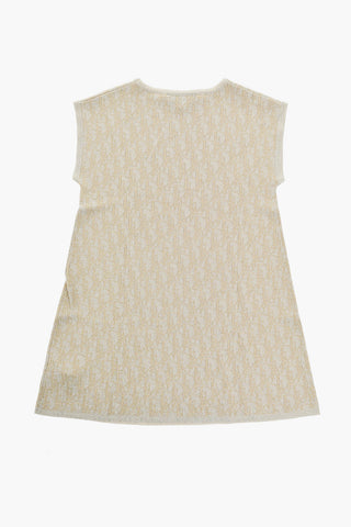 Lurex Crew-neck Dress with All-Over Logo