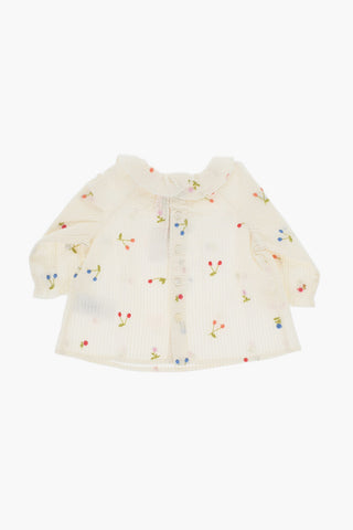 Cotton DOLCI Blouse with Flowers and Cherrys Embroidery