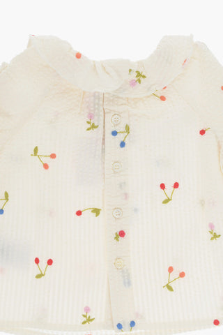 Cotton DOLCI Blouse with Flowers and Cherrys Embroidery