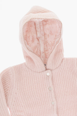 Solid Color Ribbed Cardigan with Hood and Lurex Edge