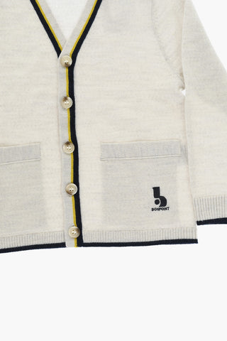 Merino Wool TILIAN Cardigan with Contrasting Edges