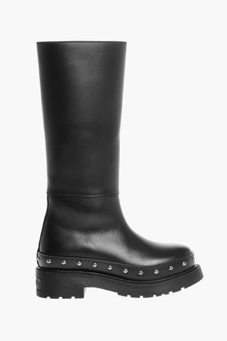 Leather Under the Knee Boots with Studded Detail