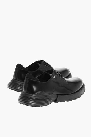 Brushed Leather Derby Shoes with Carrion Sole