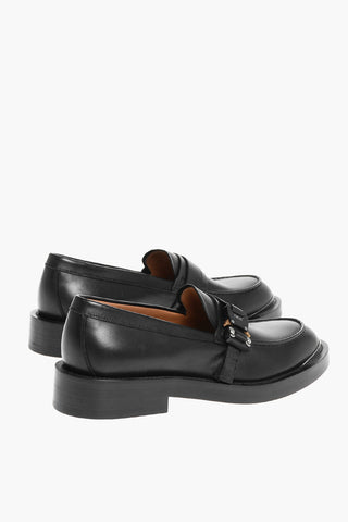 Leather Loafers with Safety Buckle and Cuir Sole