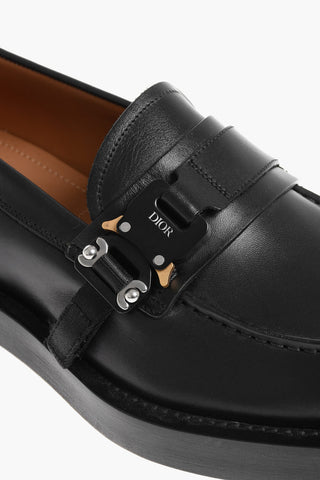 Leather Loafers with Safety Buckle and Cuir Sole