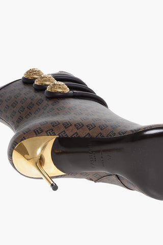 Tronchetti in Pelle Monogram con Tacco a Spillo
